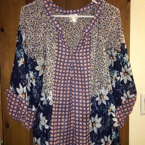 Fig and Flower bohemian peasant top